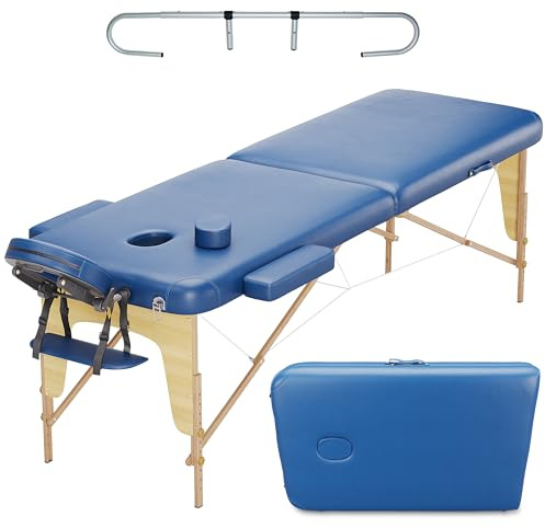 Beltom® Mobile Massagetisch Massageliege Massagebank 2 zonen klappbar + Rollenhalter +TA. - Blau
