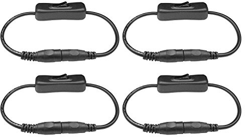 LITAELEK 4pcs Interruttore DC Jack Cavo 22AWG Interruttore CC 5V 9V 12V 24V 5,5mm x 2,1mm Maschio Femmina Spina LED Strip DC Switch Connettore Prolunga per Striscia LED Telecamera CCTV, ecc., Nero