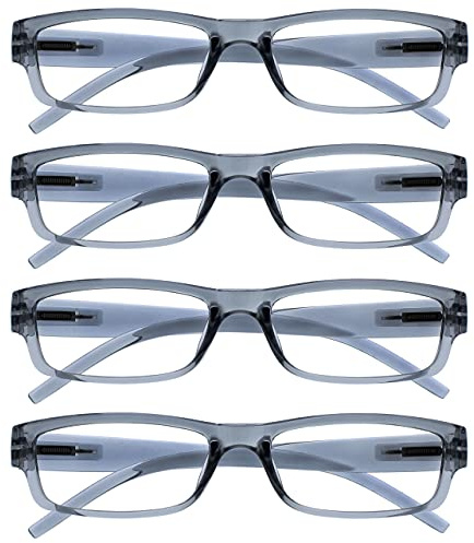 OPULIZE Die Lesebrille Unternehmen Grau Leicht Komfortables Leser Wert 4er-Pack Herren Frauen RRRR32-7 +2,00