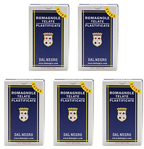 Dal Romagnole 95 Extra 014010 - Carte da gioco regionali italiane, custodia blu, 40 carte, confezione da 5 pezzi