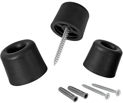 LouMaxx 3 Stück Türstopper Boden zum Schrauben aus Gummi - 3er Set in schwarz - Bodentürstopper - Türstopper zum Schrauben - Bodenmontage - Der Perfekte Schutz gegen anschlagende Türen