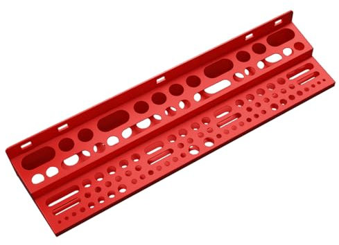 rhinocables Wall Tool Rack to Organise Shelves, Wall Mounted Tool Shelf, Strong Storage Tidy for Workshop Garage or Shed (Red, 24 Inches)