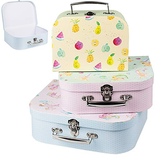 alles-meine.de GmbH Kinderkoffer/Koffer - KLEIN - Einhörner - Meerjungfrau - lustige Früchte - für Spielzeug und als Geldgeschenk - Mädchen & Jungen - Kinder & Erwachsene - Pap..