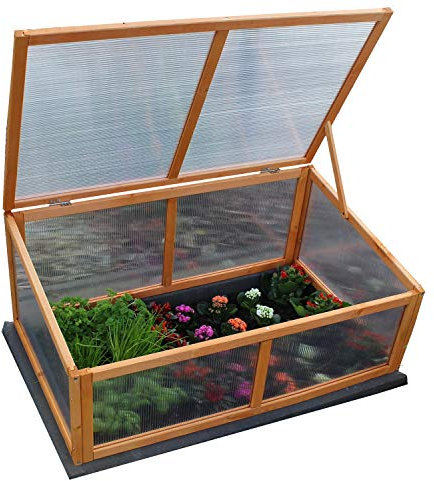 zooprinz Frühbeet HERBA – Pflanzbeet für Terrasse / Garten und Balkon – Gewächshaus – Anzuchtbeet mit Abdeckung aus Holz & Polycarbonat – idealer Schutz für Kräuter und Co.