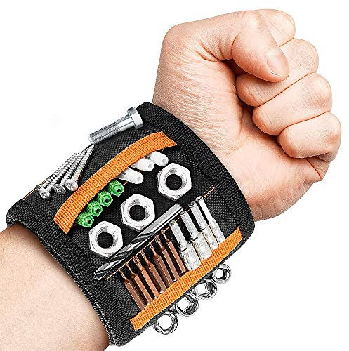 Newest Enhanced Magnetic Wristband, Tool Belt with 15 Powerful Magnets for Holding Screws, Nails, Drill Bits, Strong Magnetic Wrist Tool Holder, Best Cool Gifts for Him/Men/Dad