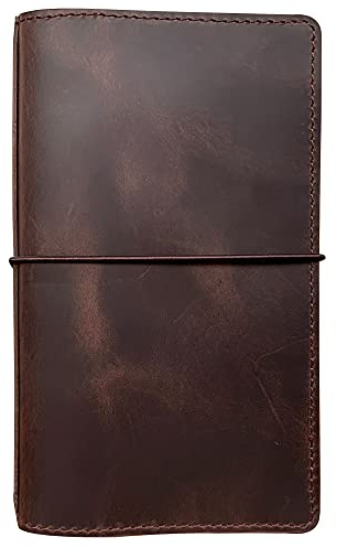 Reisetagebuch-Hülle mit Innenfächern, Kartenfächern und Stifthalter, Standardgröße, Dunkelbraun