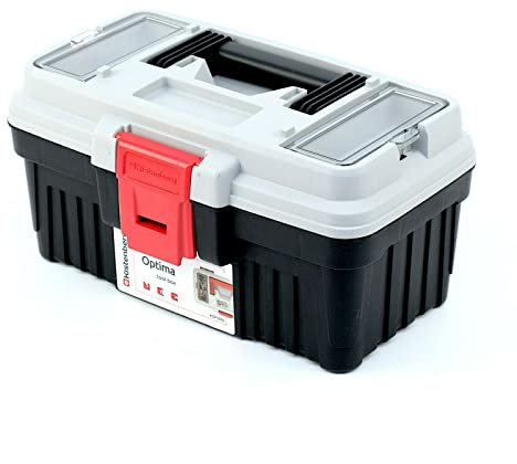 Cassetta degli attrezzi con portautensili, manico ergonomico, coperchio robusto in ABS, 296 x 178 x 153 mm, grigio