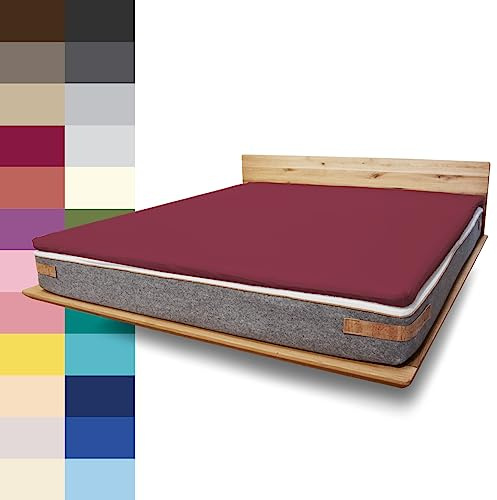 JONA SLEEP Topper Spannbettlaken (180x200 cm) Baumwolle Brombeere, 220 g/m² - Bezug für Topper & Boxspringbett, Öko Tex zertifziert, Made in Austria