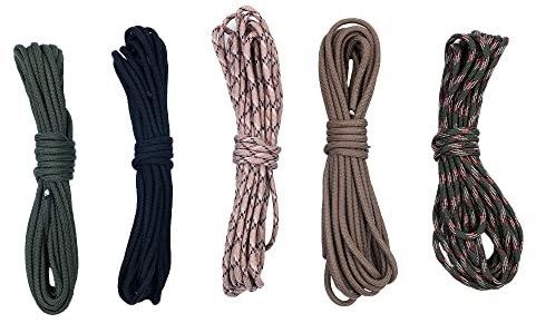 Namvo 5pcs 16.5Ft Paracord Set, Parachute Cord Rope Outdoor Survival Tent Guide Rope Set for DIY Manual Braiding Making Bracelets Key Chain Dog Collar Lanyards