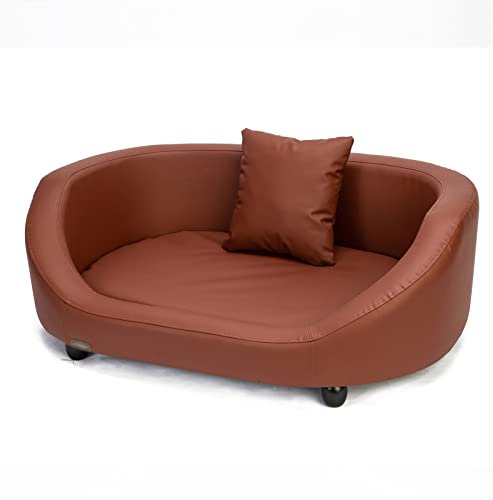 LCYDMJ Haustier Sofa Hochwertiges Haustier-Schlafsofa Aus PU-Leder, Luxus-Hundesofa Mit Massivholzrahmen, Geeignet Für Mittelgroße Und Kleine Hunde Und Katzen, Mit Wurfkissen (Color : Style1)