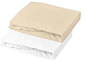 domiva Lot DE 2 DRAPS Housse - 60 x 120 cm Jersey - Blanc/Cailloux