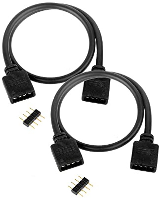 Euroharry 2 Stück LED Strip Verlängerung 4 Polig, RGB Verlängerungskabel für 3528 5050 2835 (0,5m Schwarz Kabel)