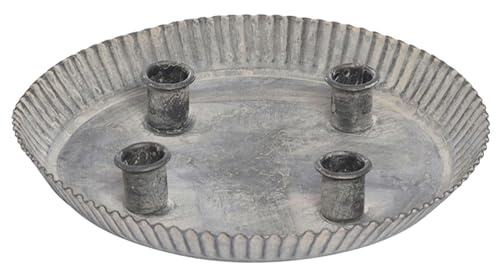 Kerzenteller - Tablett für Stabkerzen und Tafelkerzen Dekoteller Adventskranz grau 25cm