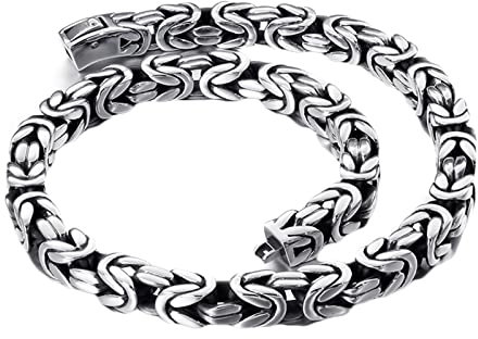 Epinki Kette Männer Edelstahl 62 cm, Herren Byzantine Königskette Silber Halskette Edelstahl Ohne Anhänger Breit 13MM Freundschaftskette Hip Hop