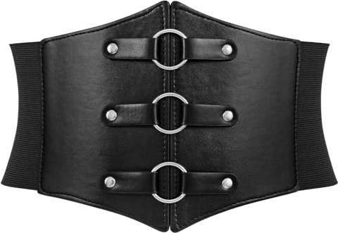 WERFORU Women Corset Belt Wide Elastic Waist Belt for Costume,Black
