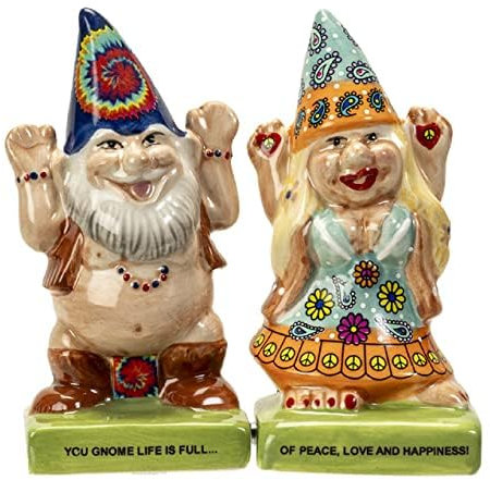 Pacific Trading Ensemble salière et poivrière Motif gnomes hippie Multicolore 10,2 cm