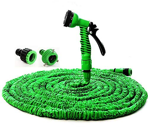 Gartenschlauch mit 7-in-1 Sprühpistole Schnellverbinder Erweiterbar Stärkster Magic Schlauch Rohr für Auto Haustier Waschen Bewässerung Rasen Gartenarbeit (Grün, 15,2 m)