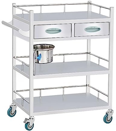 Edelstahl-Rollwagen – 2-lagiger medizinischer Trolley für Krankenhaus, Klinik & Labor mit maximaler Belastung von 150 kg – perfekt für ästhetische und medizinische Anwendungen