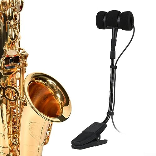 SPORTARC Microfono per sassofono portatile a 3 pin e 4 pin con cavo omnidirezionale, microfono a clip per sassofono, violino, chitarra elettrica, A