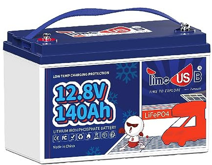 Timeusb LiFePO4 Akku 12V 140Ah Lithium Batterie mit Low-Temp Cut-Off,100A BMS,Max.1792Wh Energie, 15000 Zyklen & 10-jährige Lebensdauer,perfekt für Wohnmobil Haus Backup System Off-Grid Trolling Motor