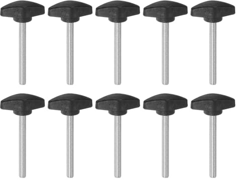 QUARKZMAN 10 Stück Rändelschrauben M6 x 60mm Flügelschraube mit T-förmige Handgriff, Verzinkte Kohlenstoffstahl Gewindebolzen Daumenschrauben 36mm Spannschraubenknopf für Schnellentfernung