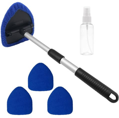 KUIRUNRX® Scheibenreiniger Auto, Windschutzscheiben Reiniger Teleskop, Multifunktionaler Auto Scheibenreiniger Innen Set Mit 4 Mikrofaserpads und SprüHflaschen, für Glas Fenster Reinigung Pflege