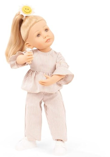 Götz 2411036 Little Kidz Lotta Sunshine Puppe - 36 cm große Multigelenk-Stehpuppe mit blonden Haaren und grauen Augen - 6-teiliges Set