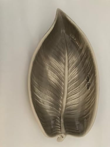 Dekoratives Dekogefäß Schale Blattschale Stone Dekoschale Kerzenschale 30x17cm aus Kermik