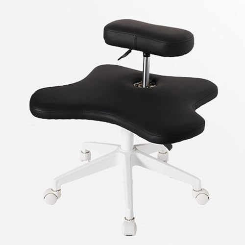 Kniestuhll mit Gekreuzten Beinen und Rädern, Kneeling Chair, Bürostuhl für Den Schreibtisch, Flexibles Design, Höhenverstellbar, für Büro, zu Hause und Yoga-Enthusiasten, Meditationsfan(Color:Schwarz)