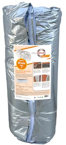 POLYREFELEX MULTI 7-33 (1,25X12m) |ISOLANT THERMIQUE pour murs et façades,toits et couvertures, fenêtres,sols,voitures,|Convient à tout type de construction |7 couches |Épaisseur de 33 mm |15 m²