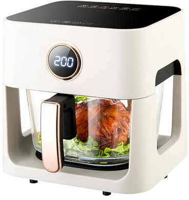 Smart Reservable Control Air Fryer Visual Window Glass Drawer Cooking Presets 6 Menus 60 Minutes Timer Function Healthy Oil-free Low-fat Cooking White.(Available for reservation)