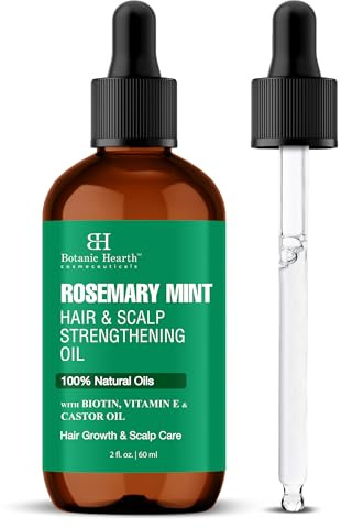 Botanic Hearth Rosemary Mint Hair Oil 2 Fl Oz (60 ml) | Scalp Treatment for Hair Loss, Dry & Frizzy Hair Repair, Deep Nourishing Oil for All Hair Types | 100% Natural and Vegan