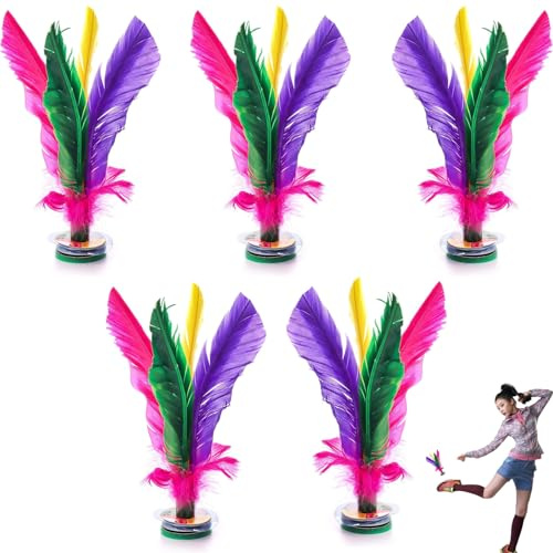 PESSILIN 5-pack sparkshuttlecock, 19 cm kinesisk Jianzi fjäderbollar kinesisk Jianzi fotfjäder sportleksak för inomhus och utomhus tennis och racketsport