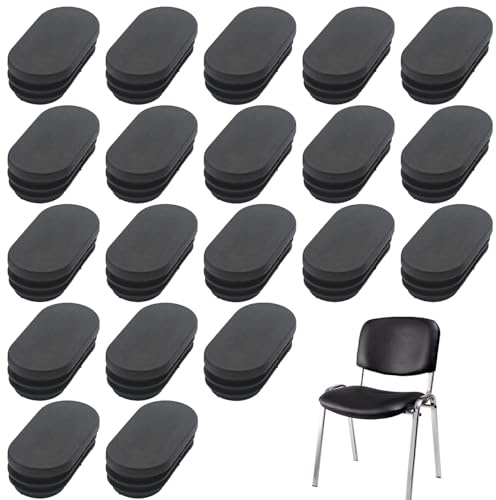 Hugwish Tappi Terminali Ovale 20x40mm 15x30mm - 24pcs Piedini Sedie in Plastica per Piedi Tubulari di Mobili, Scrivania