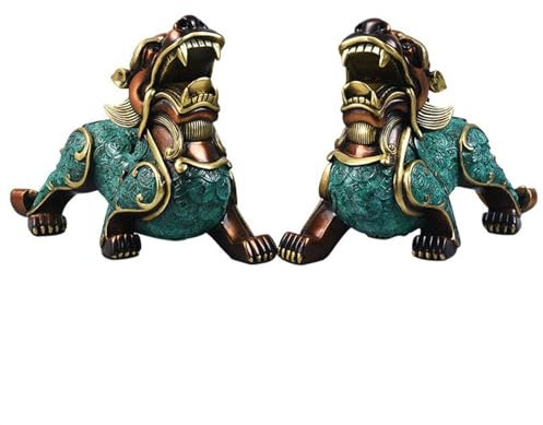 RENYUEH Statue Decor 1 Pair of Luxury Copper Pixiu Ornaments Home Wine Cooler Entrance Decorations Living Room Office Desktop Crafts Sculptures Statues