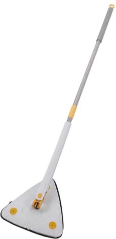 CHEOTIME Trapeador de Limpieza Ajustable Giratorio de 360 ​​​​°, Trapeador Triangular telescópico exprimidor automático de Agua con Mango Largo para Puerta de Ventana de Pared (White)