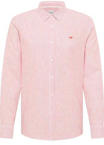 MUSTANG Camisa Estilo Rawlins para Hombre con Cuello Abotonado, Red Fine Stripe 12735, S