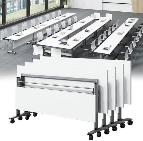 Moderner faltbarer Konferenzraumtisch mit Rädern für Büro, Trainingsraum, mobiles Flip-Top-Design, rechteckiger Besprechungstisch mit faltbarer Funktion