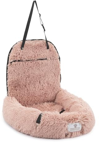 Pfoten&Nasen® 2 In 1 Orthopädisches Hunde Autositz [Rosa, 41X50X33cm] Für Große, Mittelgroße und Kleine Hunde, Hundebett, Hundesitz Auto Rückbank, Dog Car Seat, Hundekorb Auto.