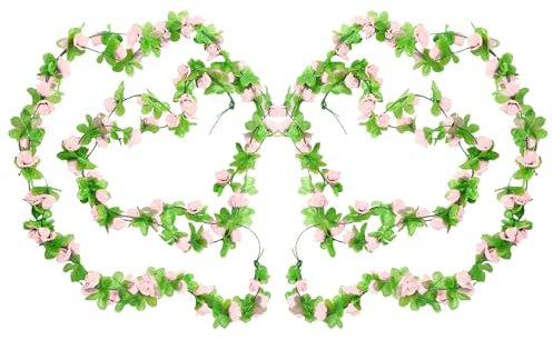 DOWNDRIFT Blumengirlande Künstliche Rosa 2 Stück Kirschblüten Girlande Blumenrebe Blumengirlande Blumengirlande Frühling Blumen Pflanzen Dekoration für Hochzeit Zuhause Garten Wände