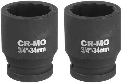 QUARKZMAN 2 Stück 34mm 12-Punkt Schlagschrauber Stecknuss mit 3/4-Zoll Vierkant Antrieb, metrische Spindel Achsmutter für Steckschlüssel Schraubenschlüssel Auto Reparatur Einfaches Entfernen