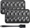 FOGARI Lot de 2 moules à madeleines - Revêtement antiadhésif pour un démoulage facile - Avec pinceau à huile en silicone - Pour four, pâtisserie, chocolat, brownies, biscuits - Noir
