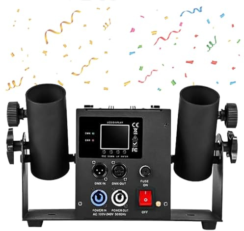 Máquina lanzadora de confeti de 2 cabezales, máquina de cañón de confeti eléctrica, la altura del papel en aerosol puede alcanzar los 8-10 m, lanzador de confeti para eventos especiales