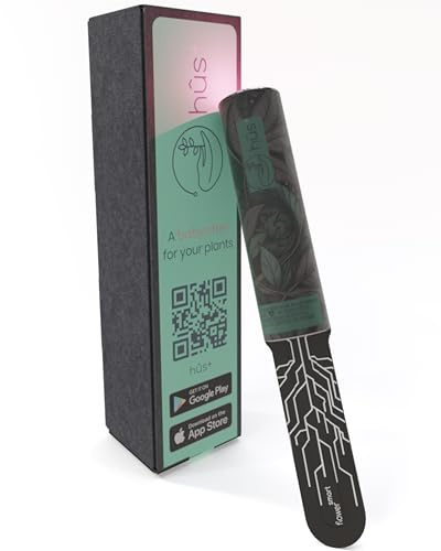 hûs+ Flower smart 【 A Babysitter for Your Plants 】 Smart WiFi Pflanzensensor Gießanzeiger Feuchtigkeitsmesser für Pflanzen - Bodentester Wasserdicht WLAN Sensor digital (1, Botanical Black)