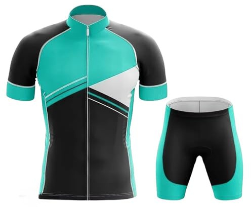 Herren Fahrradtrikot Set Schnell Trocknendes Radtrikot Kurzarm Mit Atmungsaktives Shirt + Trägerhose/Radlerhose Für Radsport