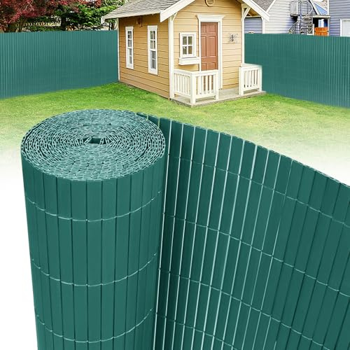 LILIIN PVC Sichtschutzmatte Balkon Sichtschutz Privatsphäre Wetterfest Sichtschutzzaun Windschutz Zaun, mit Kabelbindern, für Garten, Balkon und Terrasse (Grün, 200x500cm)