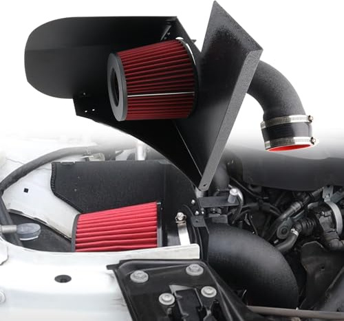 VVORHSBELL Kaltlufteinlasssystem, Kompatibel Mit 2016-2018 BMW B48 2,0T 120i 125i 220i 230i 320i 420i 430i F20 F21 F22 F23 F30 F31 F32 F33, Aluminiumrohr Roter Hochstrom Kegelluftfilter