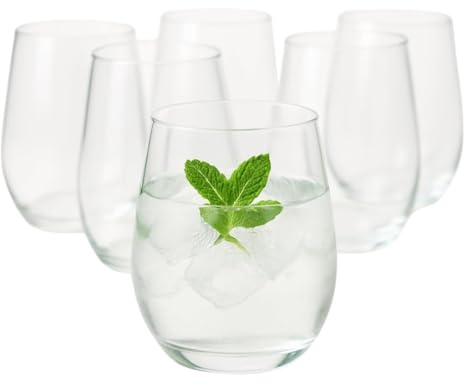 SECEN London Water Drinking Glasses Tumbler Set, 6 PCS, 480cc (16.25oz) - Elegant Cocktail Glassware for Home & Bar Use, Mojito Glass Cups,Perfect for Home, Restaurants and Parties, Dishwasher Safe