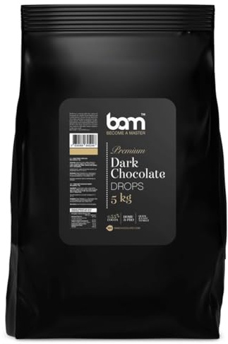BAM Pepitas de Chocolate Negro, 5 kg – Chocolate para Fundir – Gotas y Chispas de Repostería con 55.6% de Cacao