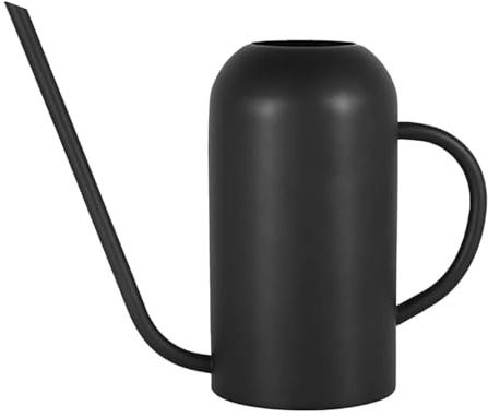 Annaffiatoio per piante da interno, beccuccio lungo, 1500 ml, in acciaio inossidabile, design vintage in metallo, finitura nera opaca, flusso d'acqua di precisione per giardini e piante d'appartamento